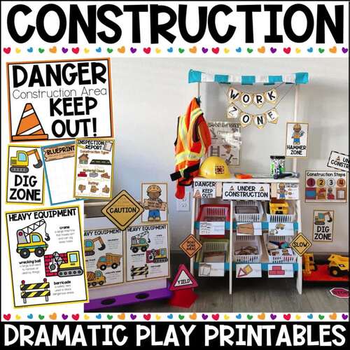 Construction Worker Zone Dramatic Play Printables, Centers, Labels and ...