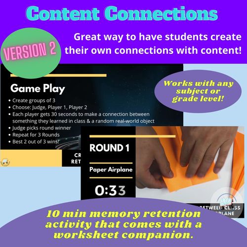 Preview of Content Connections Check for Understanding Memory Retention Game Any Subject V2