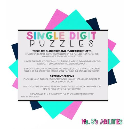 Addition and Subtraction Math Puzzles by Ms Gs Abilities | TPT