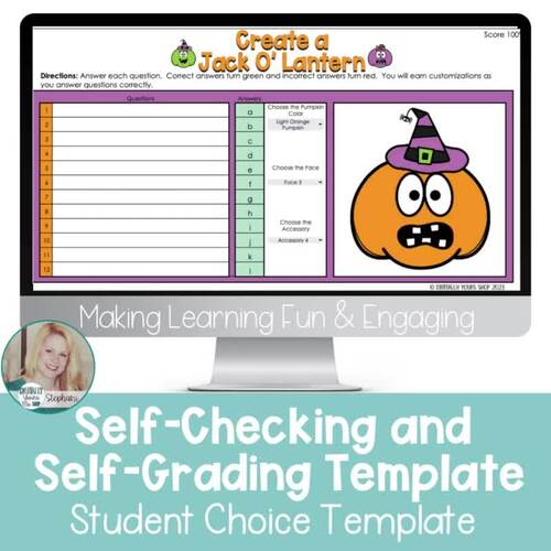 Create a Jack O'Lantern Self-Checking Template Digital Resource ...