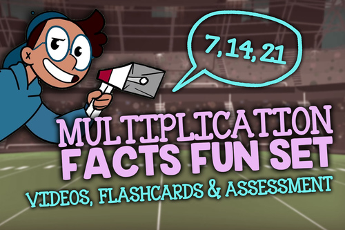 Preview of Multiplication Facts Video Pack: w Game, Fact Families, Flash Cards & Printables