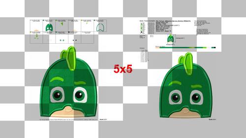 Gekko Head PJ Masks Fill Machine Embroidery Design - Instant Download
