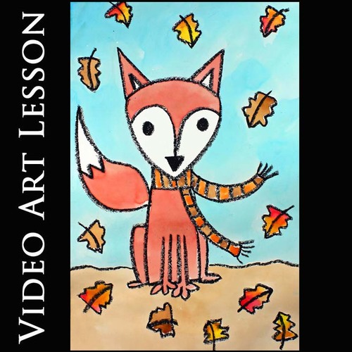 Preview of FOX WITH FALL LEAVES Art Project | Directed Drawing & Painting Activity & Craft
