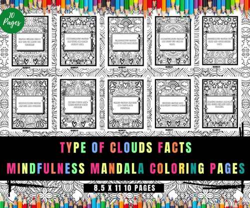 Types Of Clouds Facts Activity Sayings, Mindfulness Mandala Coloring Pages