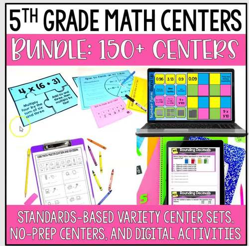 5Th Grade Math Centers - With Digital Math Activities For Distance Learning