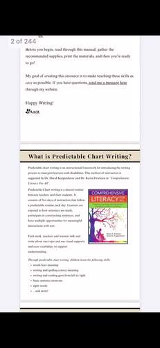 Predictable Chart Writing: Special Education Comprehensive Literacy ...