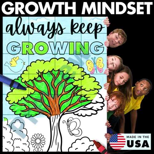 Growth Mindset Collaborative Poster Keep Growing Collaboration SEL Art ...