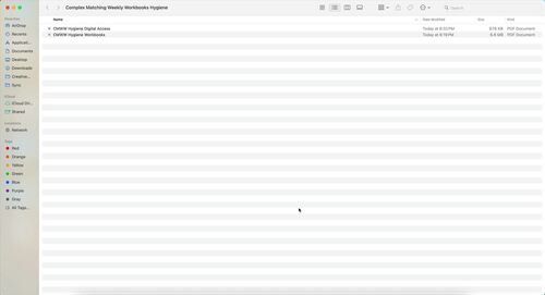 Complex Matching Weekly Workbook - Hygiene