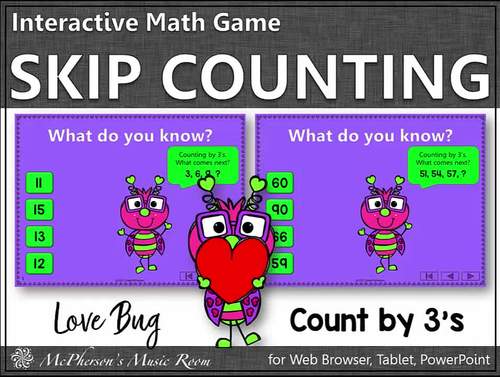 Skip Counting By 3 Interactive Math Game {Love Bug} By Abc Interact With Me