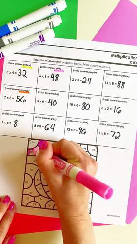 Multiplication Worksheets | Times Tables Color By Number Math Facts