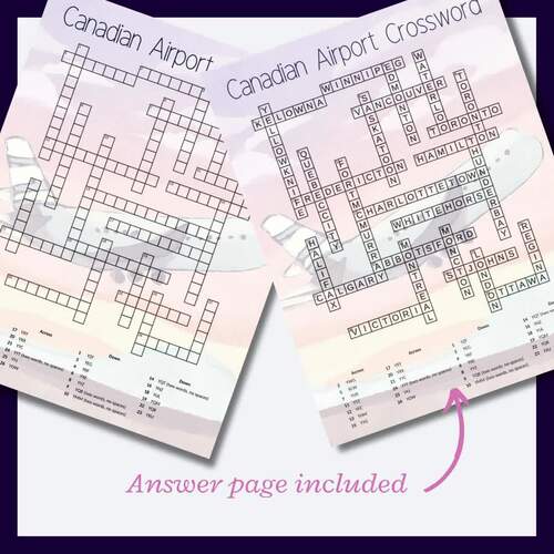 Canadian airport crossword puzzle (clues are IATA airport codes)