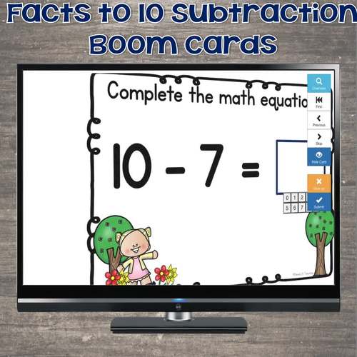 Facts to 10 Subtraction|Boom Cards by Simply B Teaching | TPT