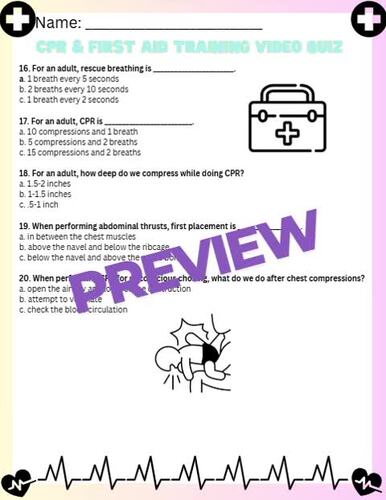 CPR and First Aid Training Video Quiz | Health | FACS by Secondary ...