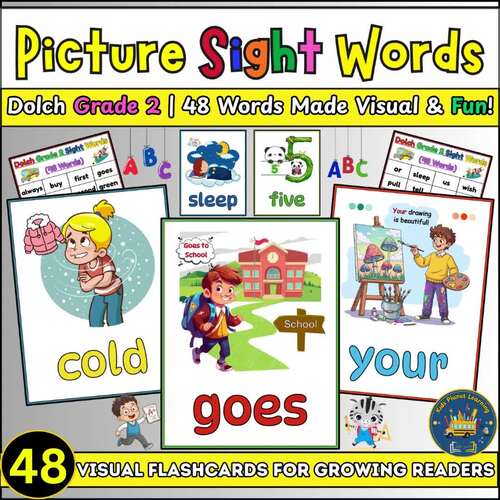 Dolch Grade 2 Sight Words with Pictures | Visual Flashcards for Growing ...