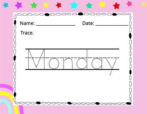 Printable Days of the Week and Months of the Year Tracing Activity ...