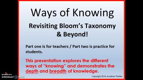Preview of Ways of Knowing - Bloom's Taxonomy Revised - The Depth and Breadth of Knowledge