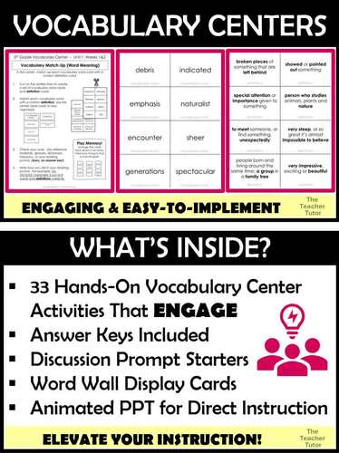 WONDERS Grade 4, Unit 4 Bundle, 33 Hands On Vocabulary Activities That ...