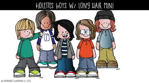 Kidlettes clip art, Boys with Long Hair Mini by Melonheadz Clipart
