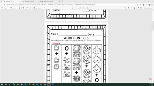 Addition Worksheets 5–15 with Pictures | Printable Math Practice | Pre-K–1