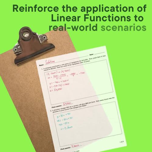 Linear Equations Word Problems Part 1 - NO PREP w/ Step-by-Step Solutions