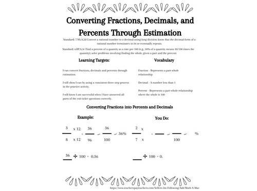 Preview of Video: 6th/7th Grade Converting Fractions, Decimals and Percents