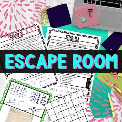 Branches of Government ESCAPE ROOM! Legislative, Executive, Judicial Branch image.
