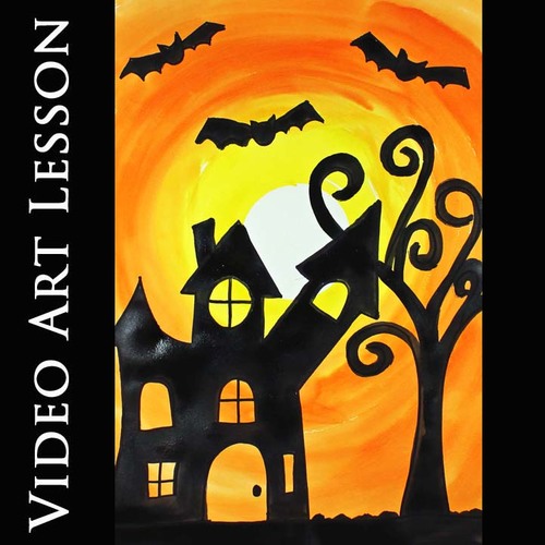 Preview of HALLOWEEN HAUNTED HOUSE Painting Tutorial | Drawing & Watercolor Painting Lesson