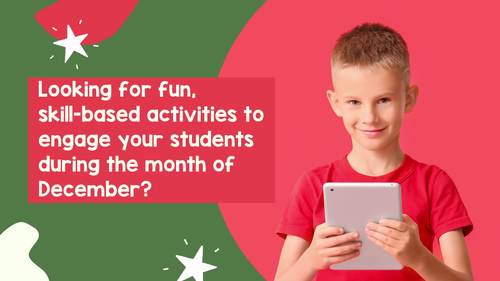 December Math and Literacy Centers & Games No-Prep First Grade Activities