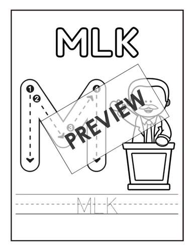 Martin Luther King Jr. Letter M Tracing Worksheets for PreK and ...