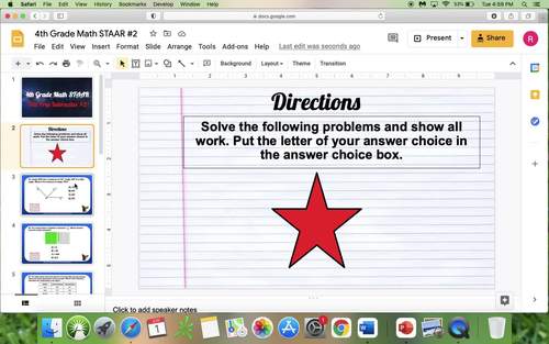 4th Grade Math STAAR Interactive Practice #2 (Digital- Google Slides)