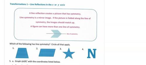 Preview of Transformations 1:  Reflections in the x and y axes Video Lesson