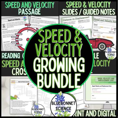 Speed and Velocity Bundle (NEW 2024 TEKS 7.7B) by Bluebonnet Science