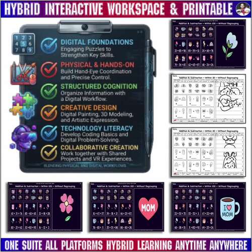Engaging Math Game Add Sub Word Puzzle Local Offline Worksheets Cut Color