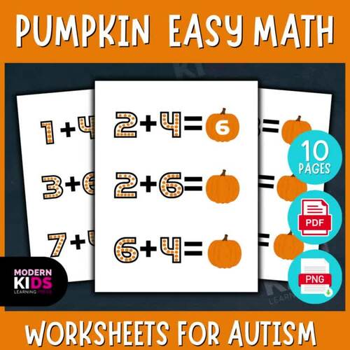 Pumpkin Easy Math Worksheets for Autism by ModernKids LearningPress