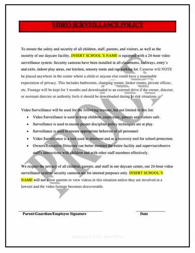 Video Surveillance Policy by Admin 4 You TPT