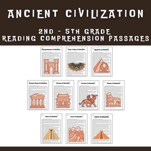 Ancient Civilizations 2nd - 5th Grade Reading Comprehension Passages Bundle