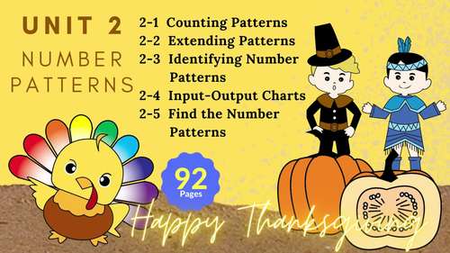 Thanksgiving Unit 2: Number Patterns Worksheet 92 Pages (GRADE 1 MATH)