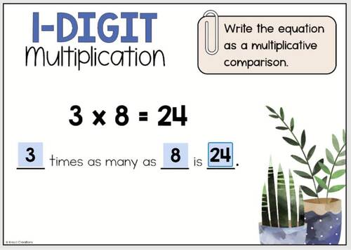 1-Digit Multiplication Review Digital Boom Cards - 4th Grade Math Test Prep