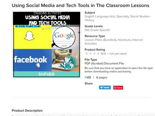 Using Social Media and Tech Tools in The Classroom Lessons | TPT