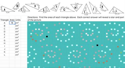 Area of a Triangle Digital Activity Pixel Art by Try-Angle Math | TpT