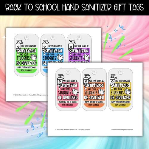 Welcome Back to School Hand Sanitizer Teacher Staff Appreciation Gift Tag
