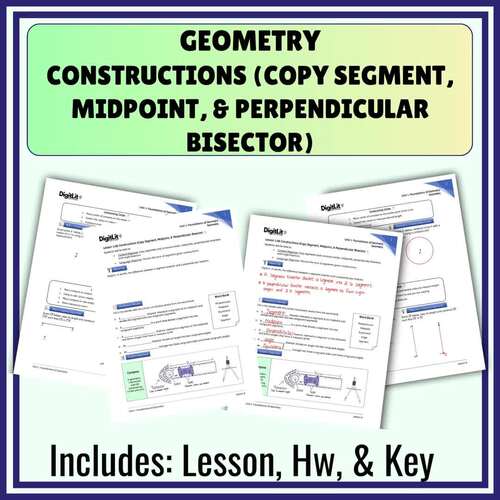 Construct Midpoint & Perpendicular Bisector Worksheets, 9th-11th Grade ...