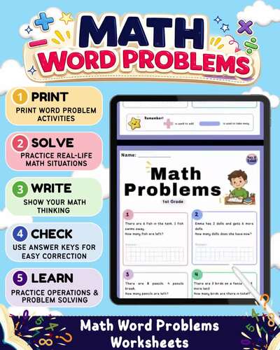 Math Word Problems Workbook | Addition, Subtraction, Multiplication & Division