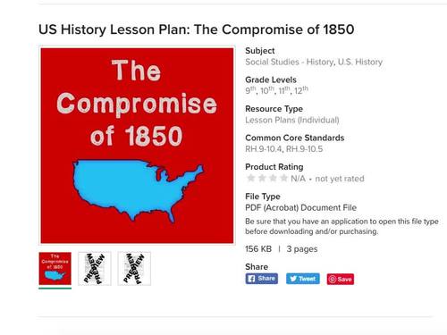 US History Lesson Plan: The Compromise of 1850 by Social Studies Studio