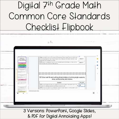 7th Grade Math Common Core State Standards Checklist Digital  Flipbook