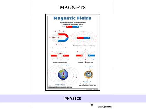 Magnetic Fields, Magnetism Science Classroom Poster, Forces & Fields