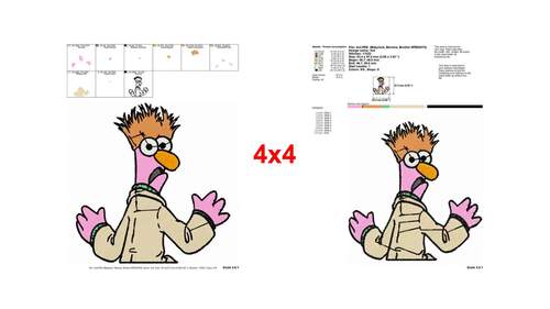 Distressed Beaker Muppet character with crazy orange hair embroidery ...