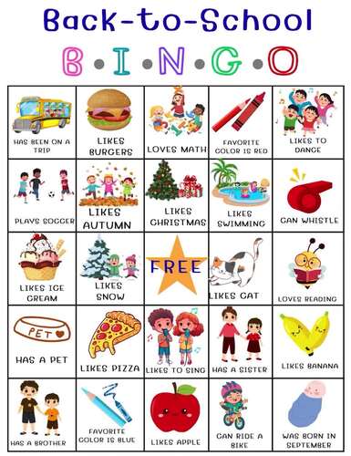 Back to School Bingo Game Icebreaker Activity Free Word search game ...