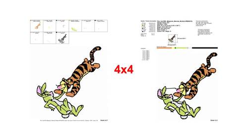 Playful Tigger jumping on Rabbit animated embroidery designs - Instant ...