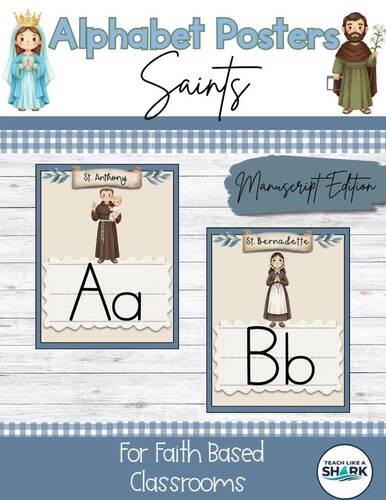 Catholic Saint Alphabet Posters | Manuscript & Cursive |Catholic ...